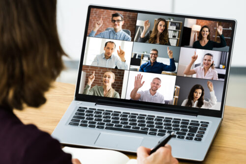 Video,Conferencing,Call,Waving,Hello,With,Hand